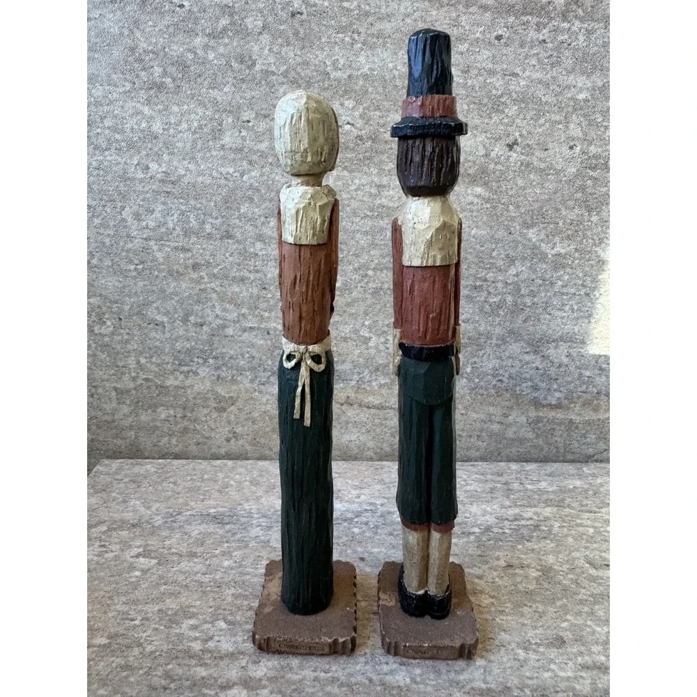 Vintage‎ 1993 Wang Thanksgiving Pilgrim Man Woman Couple Pencil Figures
